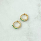 Candongas 1.55gr / 1.1cm / Esmeraldas 21Pts Oro Amarillo 18K (Joya)