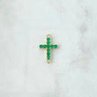 Herraje Cruz Basteada 0.9gr / 1.8cm / Esmeraldas 38Pts Oro Amarillo 18K (Joya)