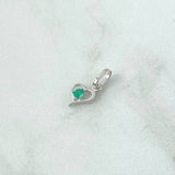 Dije Solitario En Corazón 0.7gr / 1.7cm / Esmeraldas 12Pts Oro Blanco 18K (Joya)