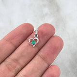 Dije Solitario En Corazón 0.7gr / 1.7cm / Esmeraldas 12Pts Oro Blanco 18K (Joya)