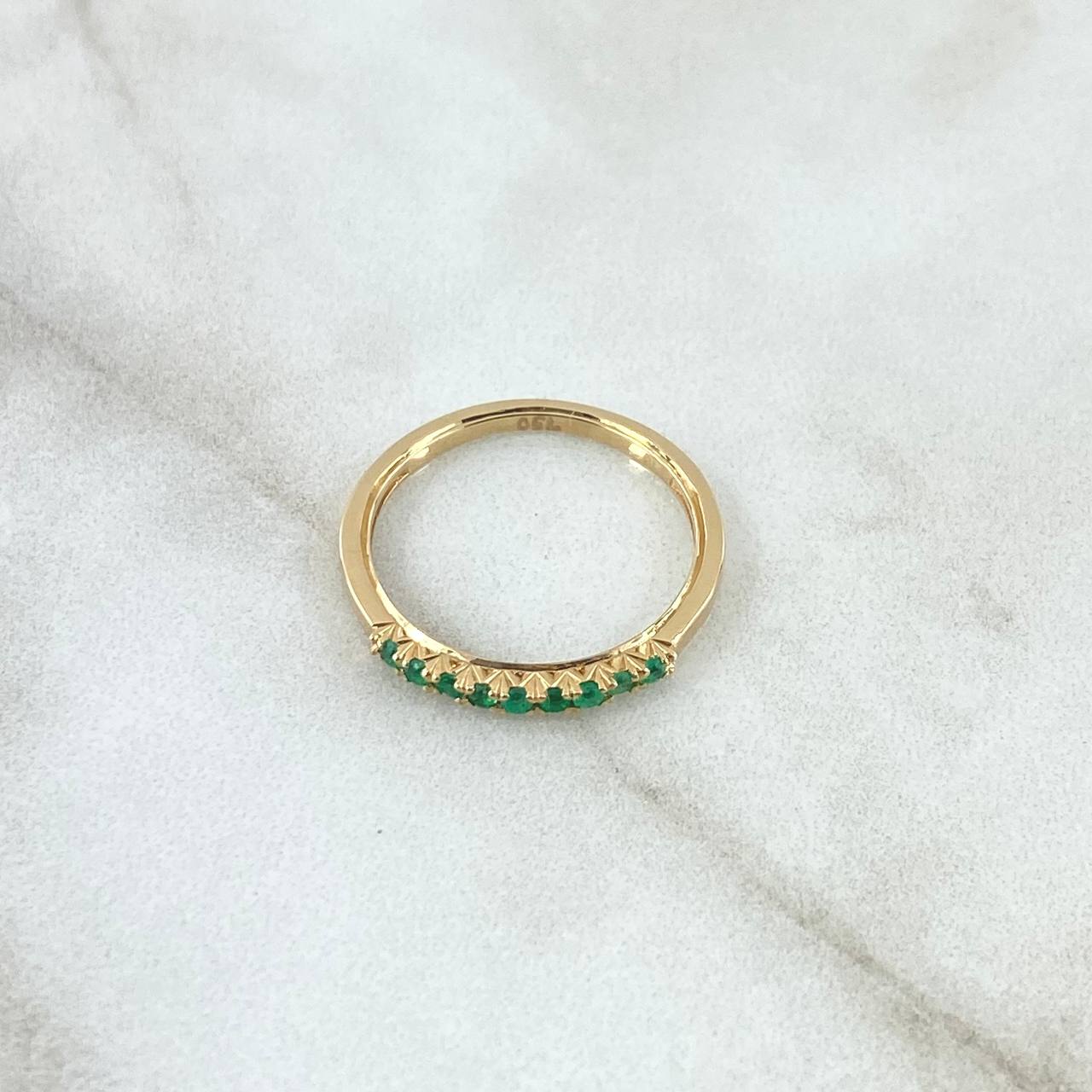 Anillo Churumbela Parcial 1.5gr / T5 3/4 / Esmeraldas 14Pts Oro Amarillo 18K (Joya)