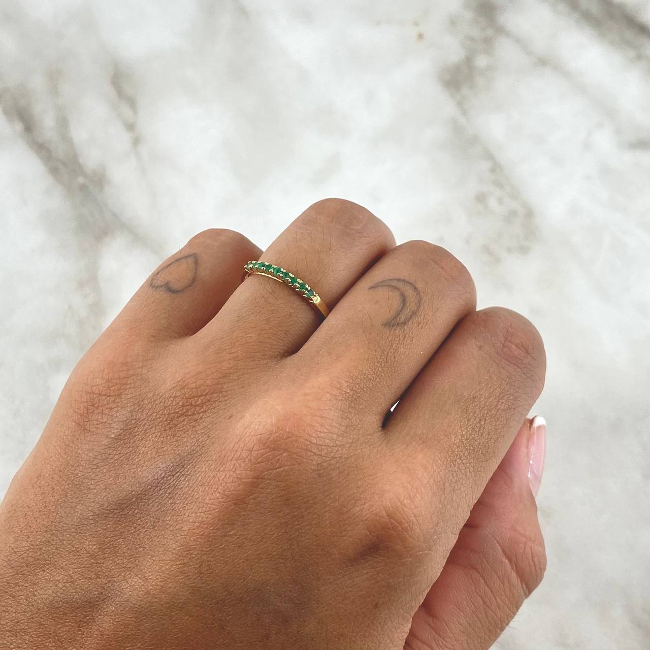 Anillo Churumbela Parcial 1.5gr / T5 3/4 / Esmeraldas 14Pts Oro Amarillo 18K (Joya)
