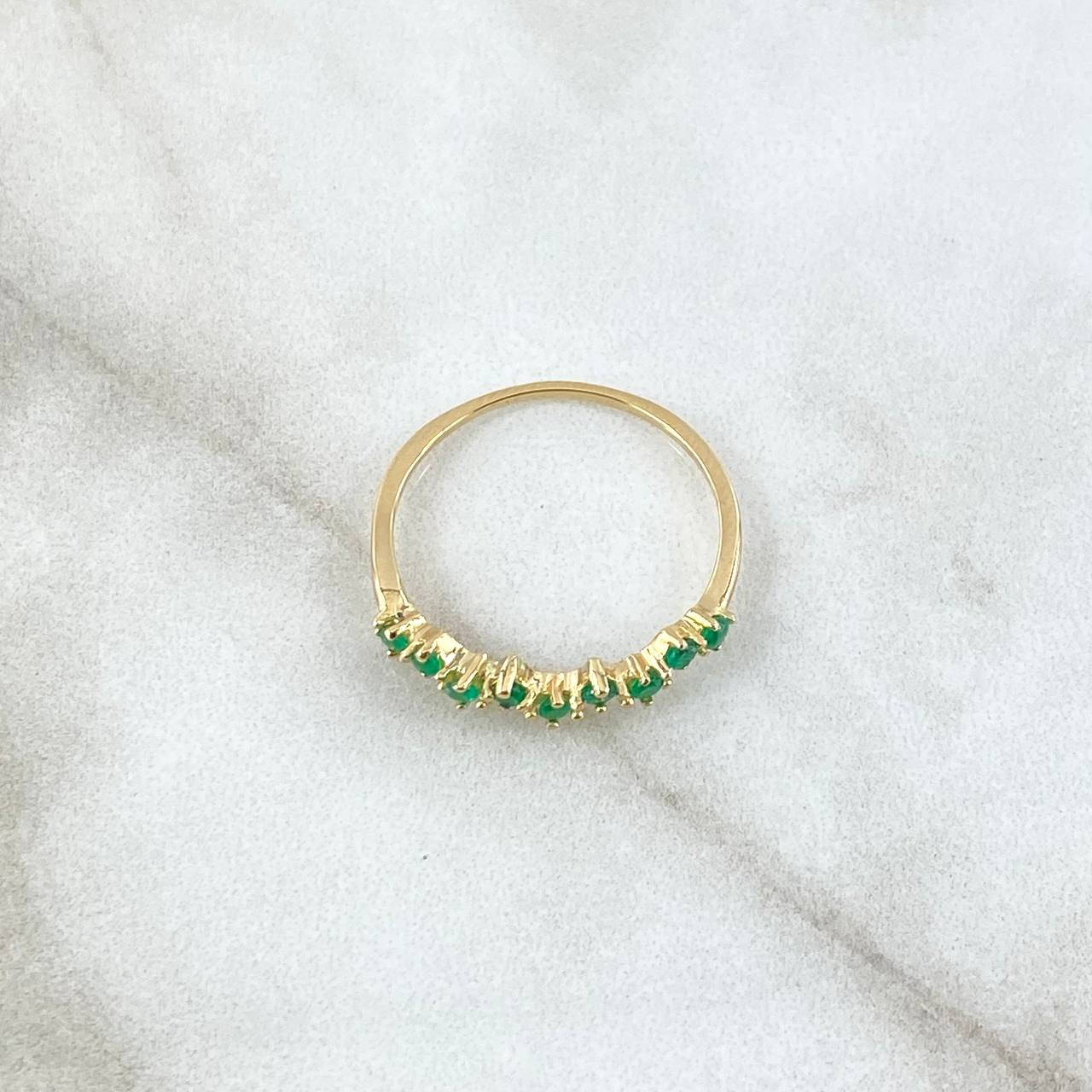 Anillo Churumbela Parcial Intercalada 1.45gr / T7 / Esmeraldas 18Pts Oro Amarillo 18K (Joya)
