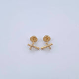 Topos Cruz 0.7gr / Circones Blancos Oro Amarillo 18K &