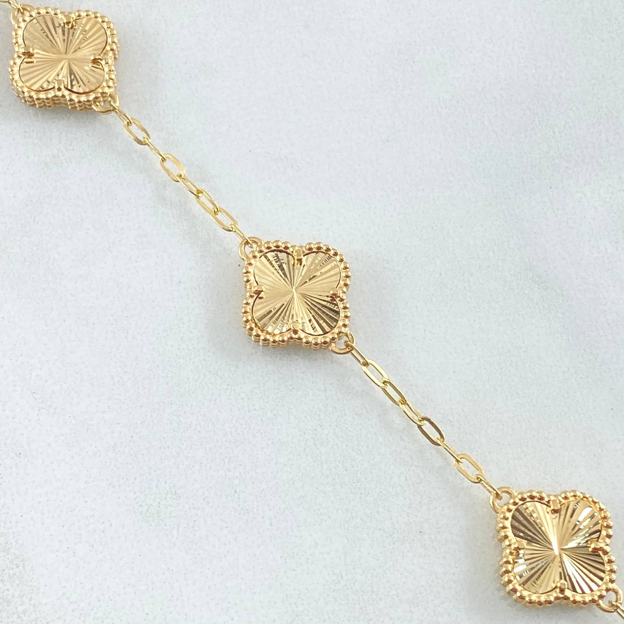 Pulso Aro Seguido Trebol 5.95gr / 16cm-18cm / Nac.Esp. Oro 18K -