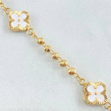 Pulso Trebol Blanco 4.15gr / 18cm / Oro Amarillo 18K *