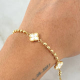 Pulso Trebol Blanco 4.15gr / 18cm / Oro Amarillo 18K *
