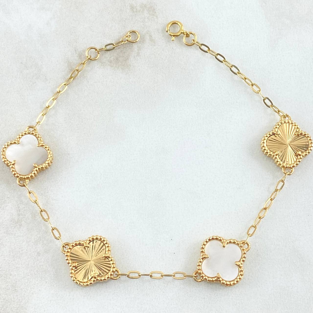 Pulso Aro Seguido Trebol 7.1gr / 18cm-19cm / Nac.Esp. Oro 18K -