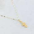 Set Cadena y Dije Mini Flor Espejo + Cruz 0.65gr / Oro Amarillo 18K ©