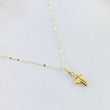Set Cadena y Dije Mini Flor Espejo + Cruz 0.65gr / Oro Amarillo 18K