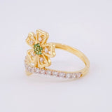 Anillo Trébol Cruzado 2.45g / T6 1/4 Dos Oros Amarillo Blanco 18K