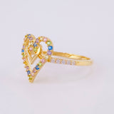 Anillo Doble Corazón Cruzado 2.1g / T7 1/2 Oro Amarillo 18K