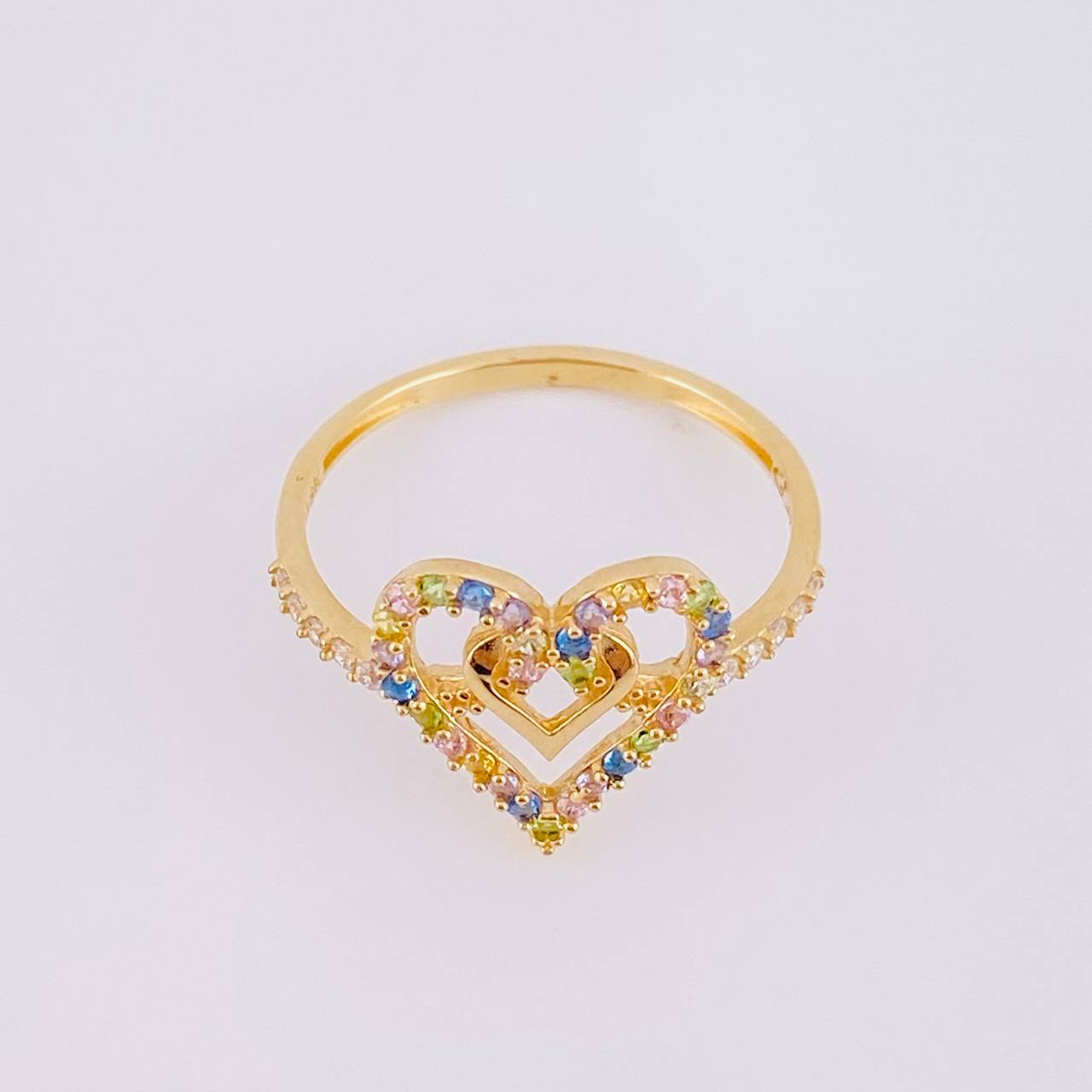 Anillo Doble Corazón Cruzado 2.1g / T7 1/2 Oro Amarillo 18K