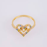 Anillo Doble Corazón Cruzado 2.1g / T7 1/2 Oro Amarillo 18K
