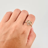 Anillo Doble Corazón Cruzado 2.1g / T7 1/2 Oro Amarillo 18K