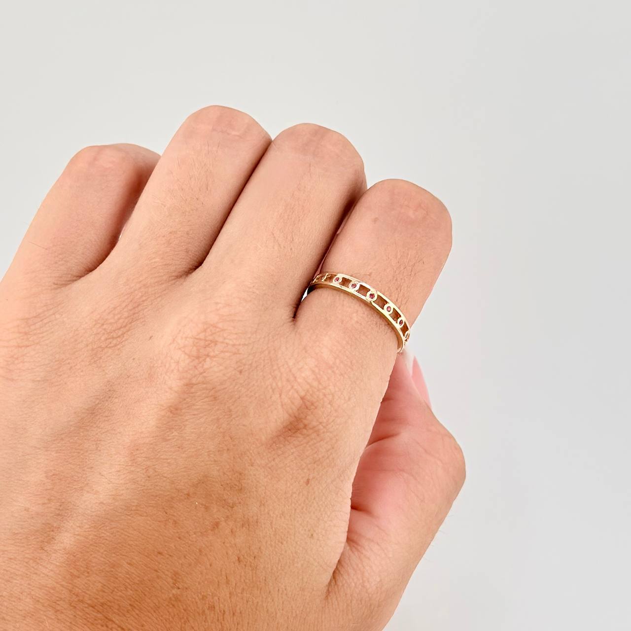 Anillo Cinturón de Chispas 1.7g / T7 1/4 Oro Amarillo 18K