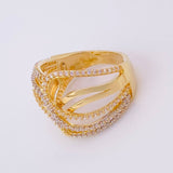 Anillo Olas Cruzadas 6.75g / T7 1/4 Dos Oros Amarillo Blanco 18K