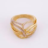 Anillo Olas Cruzadas 6.75g / T7 1/4 Dos Oros Amarillo Blanco 18K