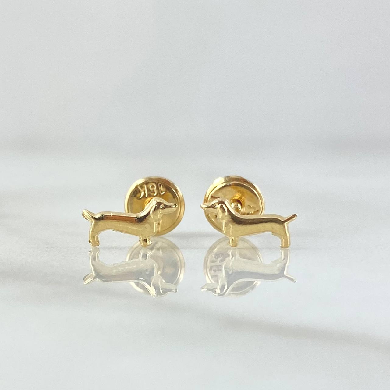 Topos Perro Dachshund 0.5gr / 8mm Lisos Oro Amarillo 18K ©
