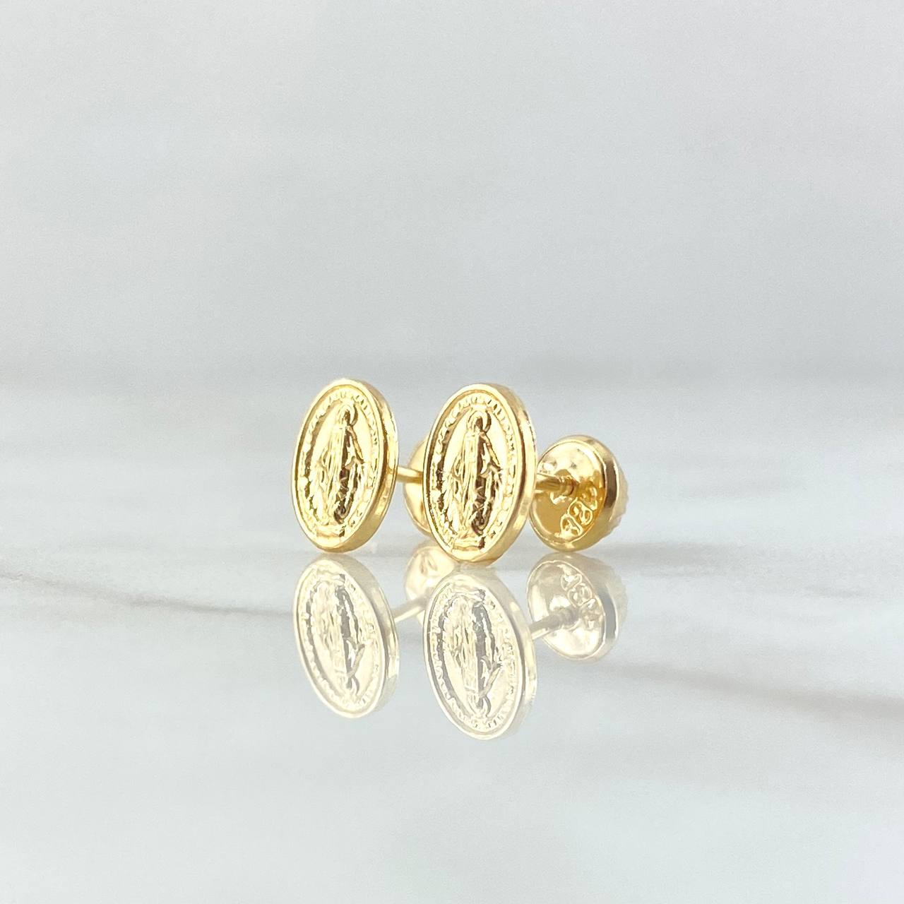 Topos Virgen Milagrosa Ovalo 0.65gr / 8mm Borde Liso Oro Amarillo 18K ©