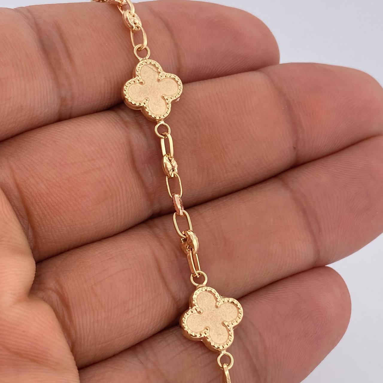 Pulso Trebol Gc 5.2gr / 19.2cm / Dos Oros Amarillo Rosa 18K &