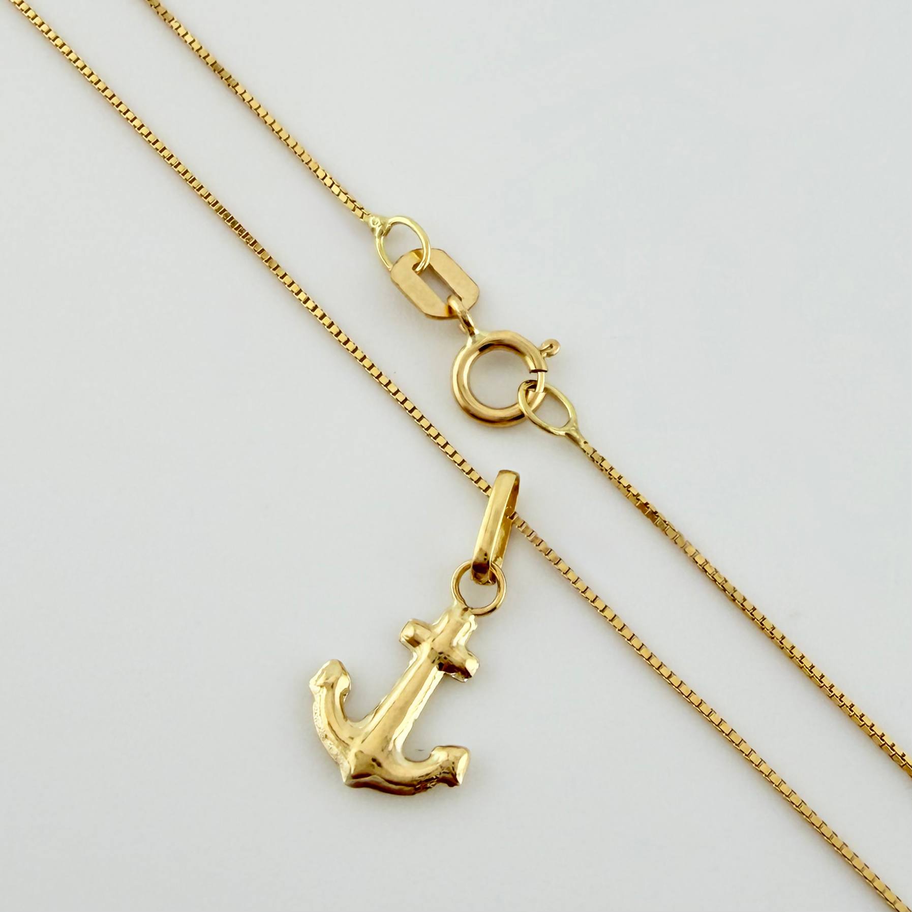 Set Cadena y Dije Veneciana + Ancla 1.2gr / 45cm / 0.6mm Oro Amarillo 18K (Oferta)