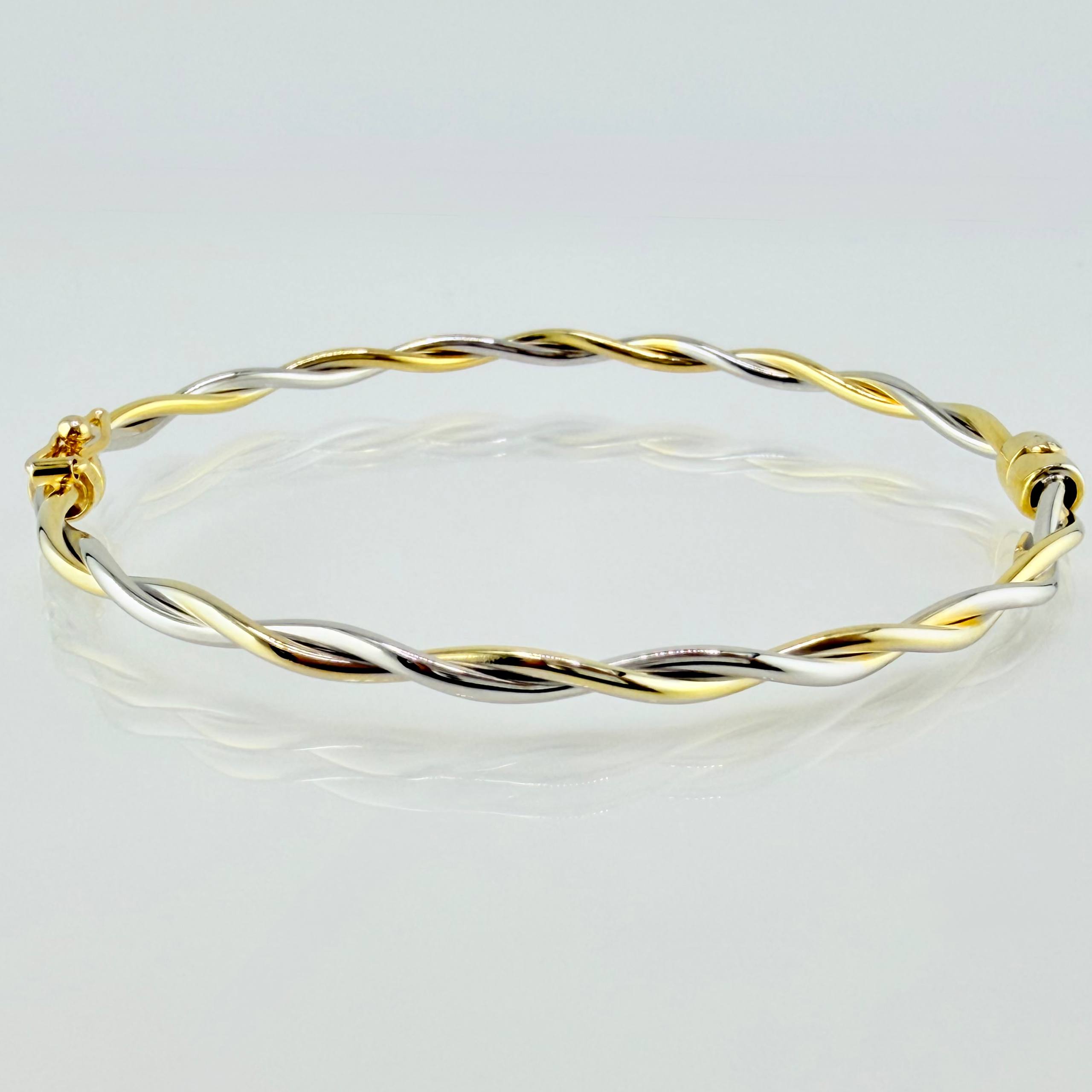 Pulso Aro Trenzado 3.95gr / 19cm / 3mm Dos Oros Amarillo Blanco +4 18K ©