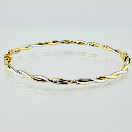 Pulso Aro Trenzado 3.95gr / 19cm / 3mm Dos Oros Amarillo Blanco +4 18K ©