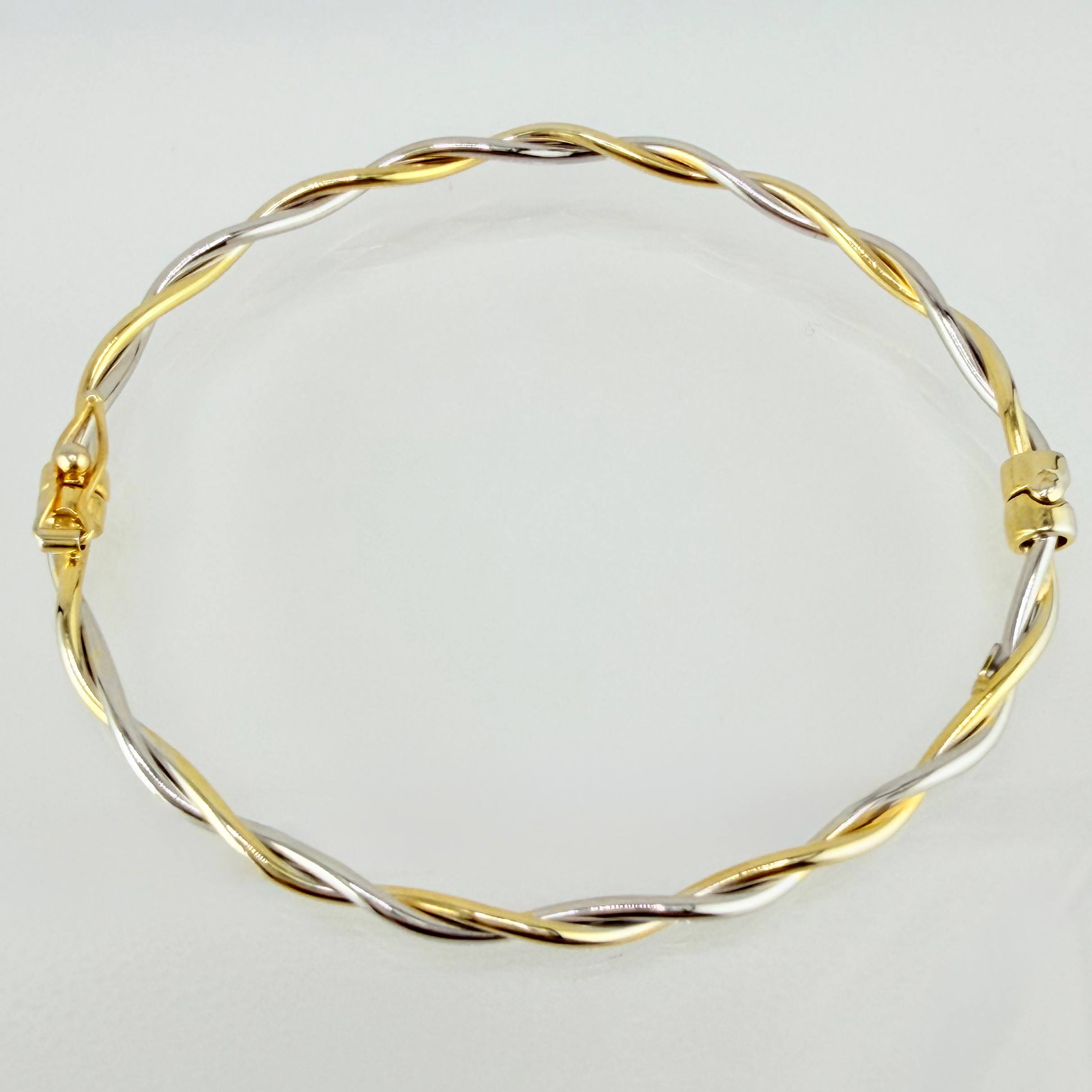 Pulso Aro Trenzado 3.95gr / 19cm / 3mm Dos Oros Amarillo Blanco +4 18K ©