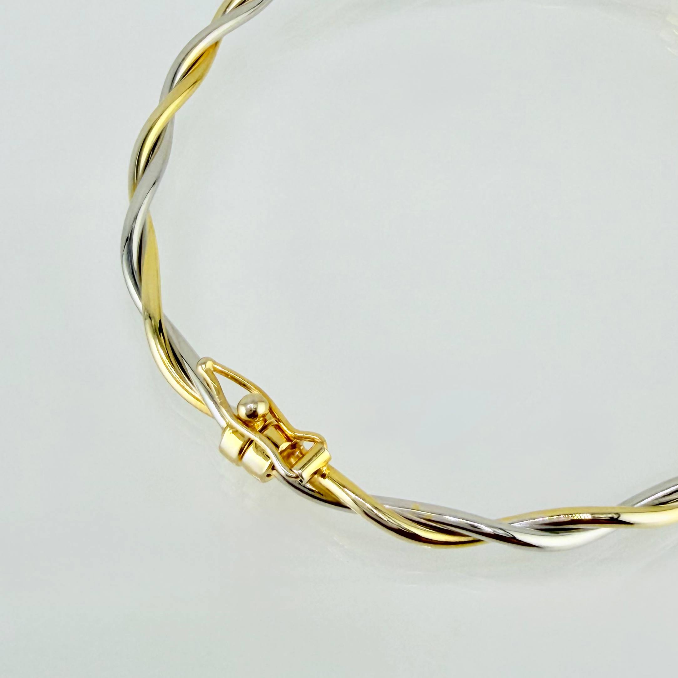 Pulso Aro Trenzado 3.95gr / 19cm / 3mm Dos Oros Amarillo Blanco +4 18K ©