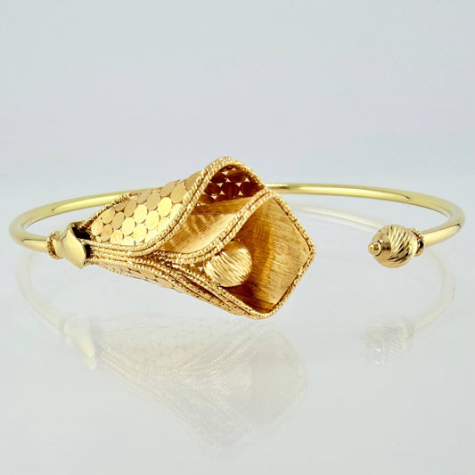 Pulso Aro Flor Campana 7.05gr / 18cm / 2mm Oro Amarillo +4 18K ©