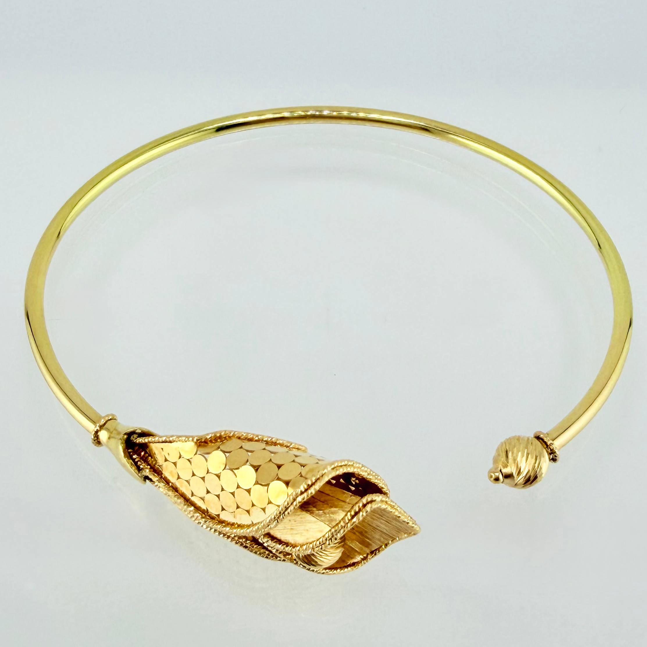 Pulso Aro Flor Campana 7.05gr / 18cm / 2mm Oro Amarillo +4 18K ©