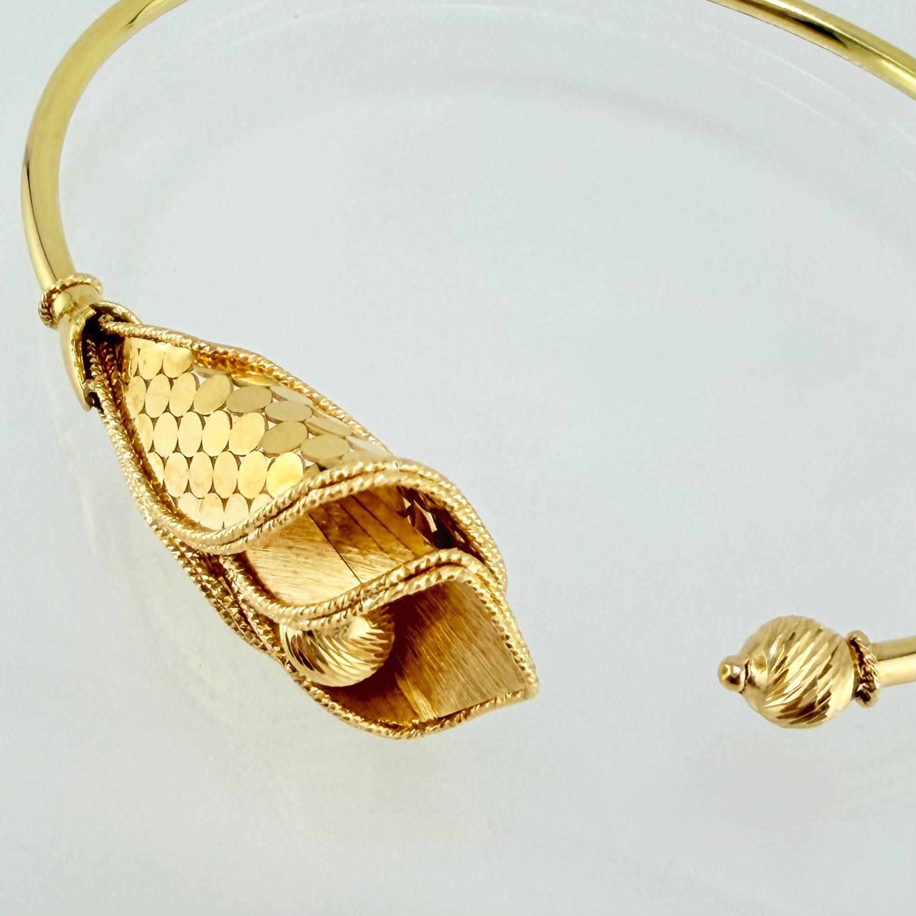 Pulso Aro Flor Campana 7.05gr / 18cm / 2mm Oro Amarillo +4 18K ©