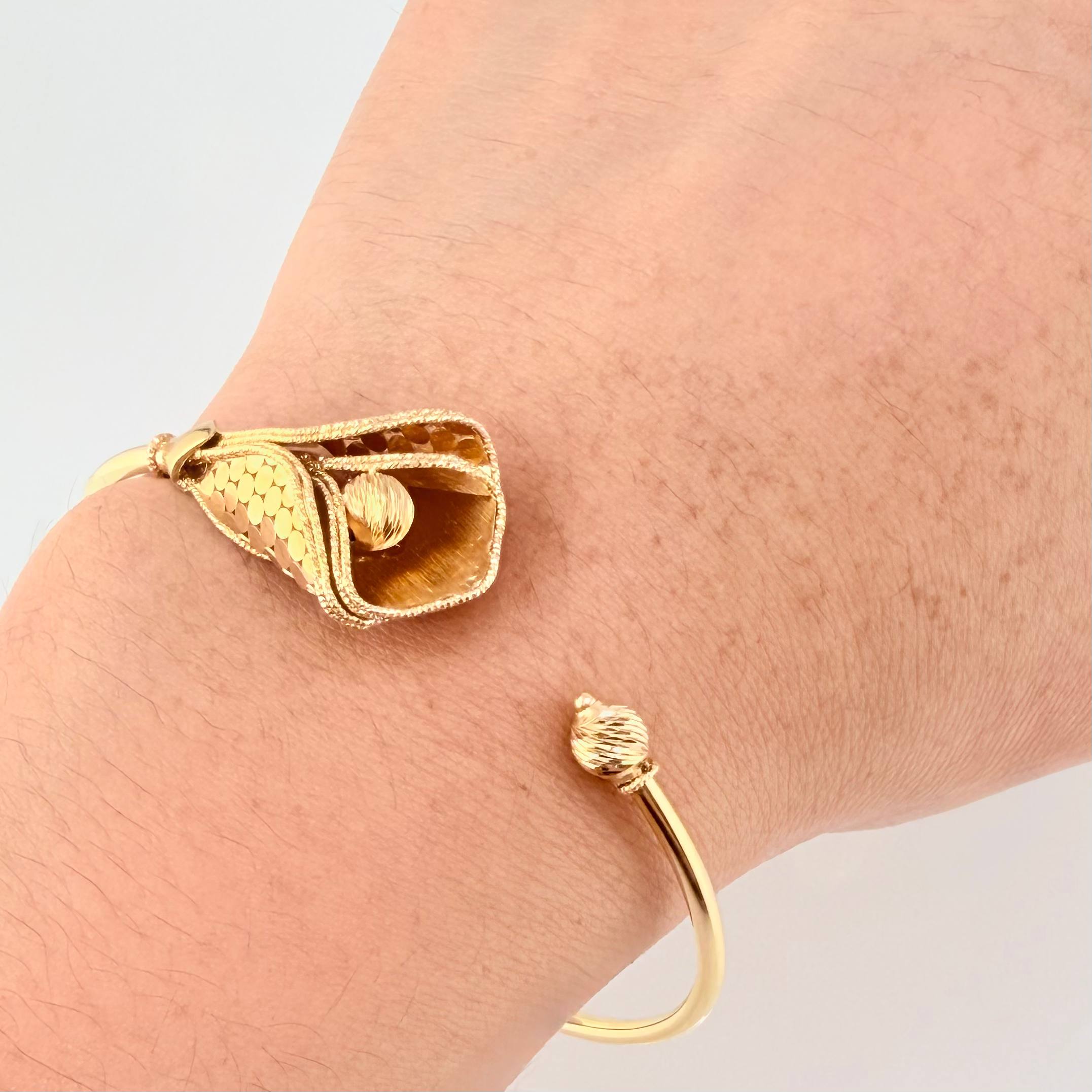 Pulso Aro Flor Campana 7.05gr / 18cm / 2mm Oro Amarillo +4 18K ©