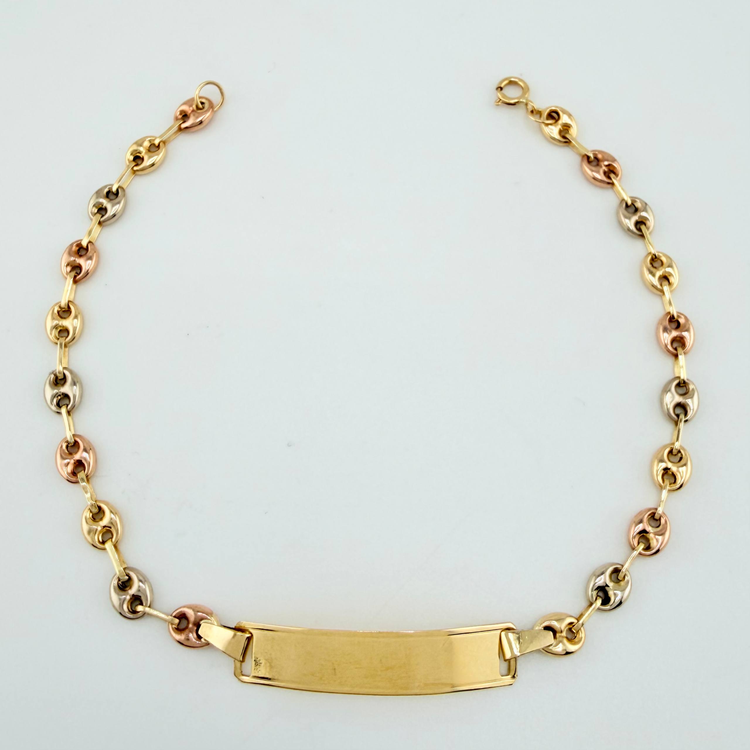 Pulso GC Placa Rectangular 2.65gr / 18cm / 4mm Tres Oros 18K *