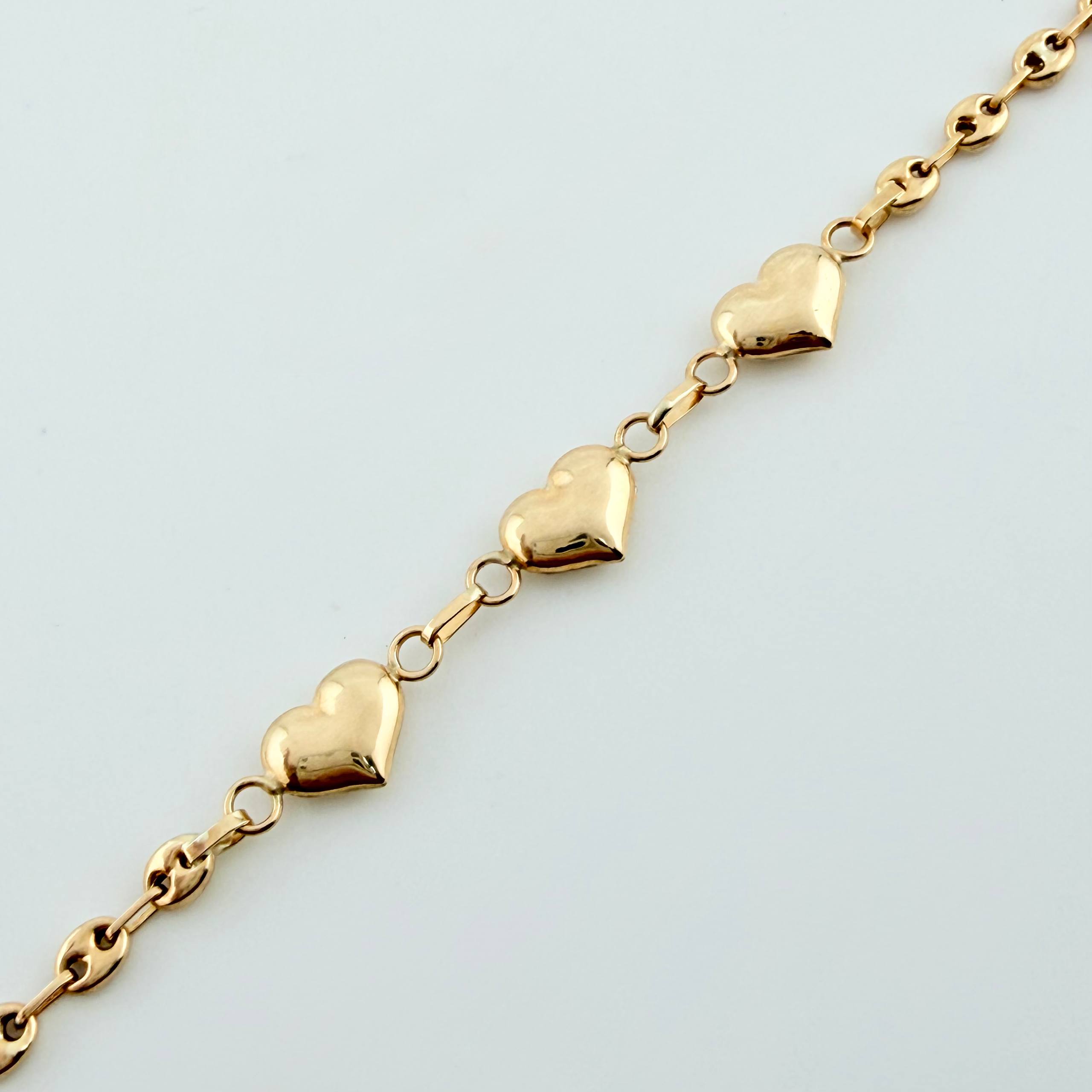 Pulso GC Trio Corazones 2.5gr / 18.5cm / 3.1mm Oro Amarillo 18K ©
