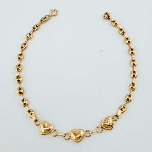 Pulso GC Trio Corazon 2.1gr / 16.5cm / 3.1mm Oro Amarillo 18K *
