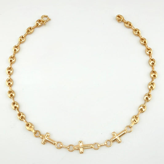 Pulso GC Trio Cruces 2.05gr / 18cm / 3.1mm Oro Amarillo 18K *