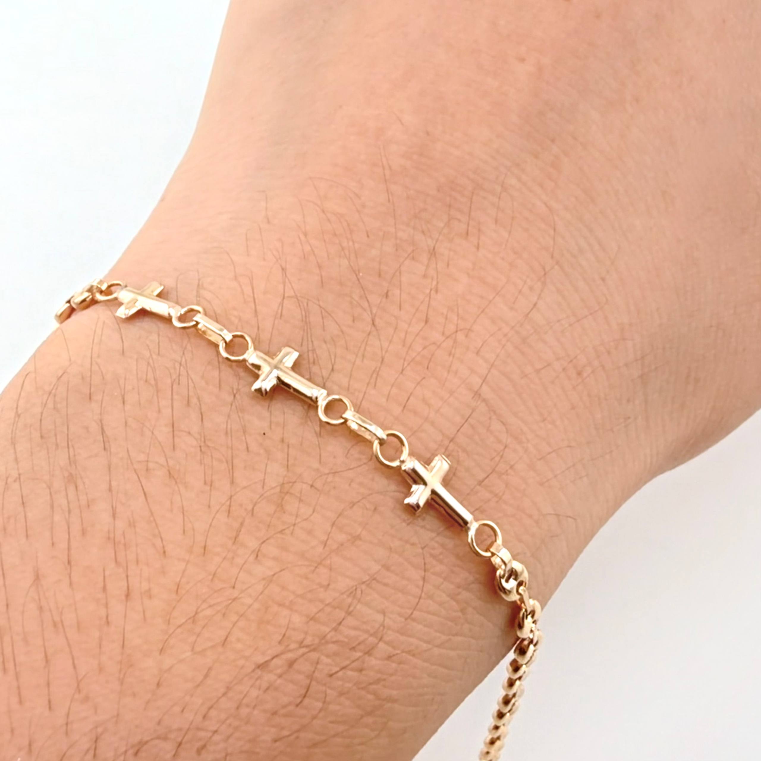 Pulso GC Trio Cruces 2.05gr / 18cm / 3.1mm Oro Amarillo 18K *