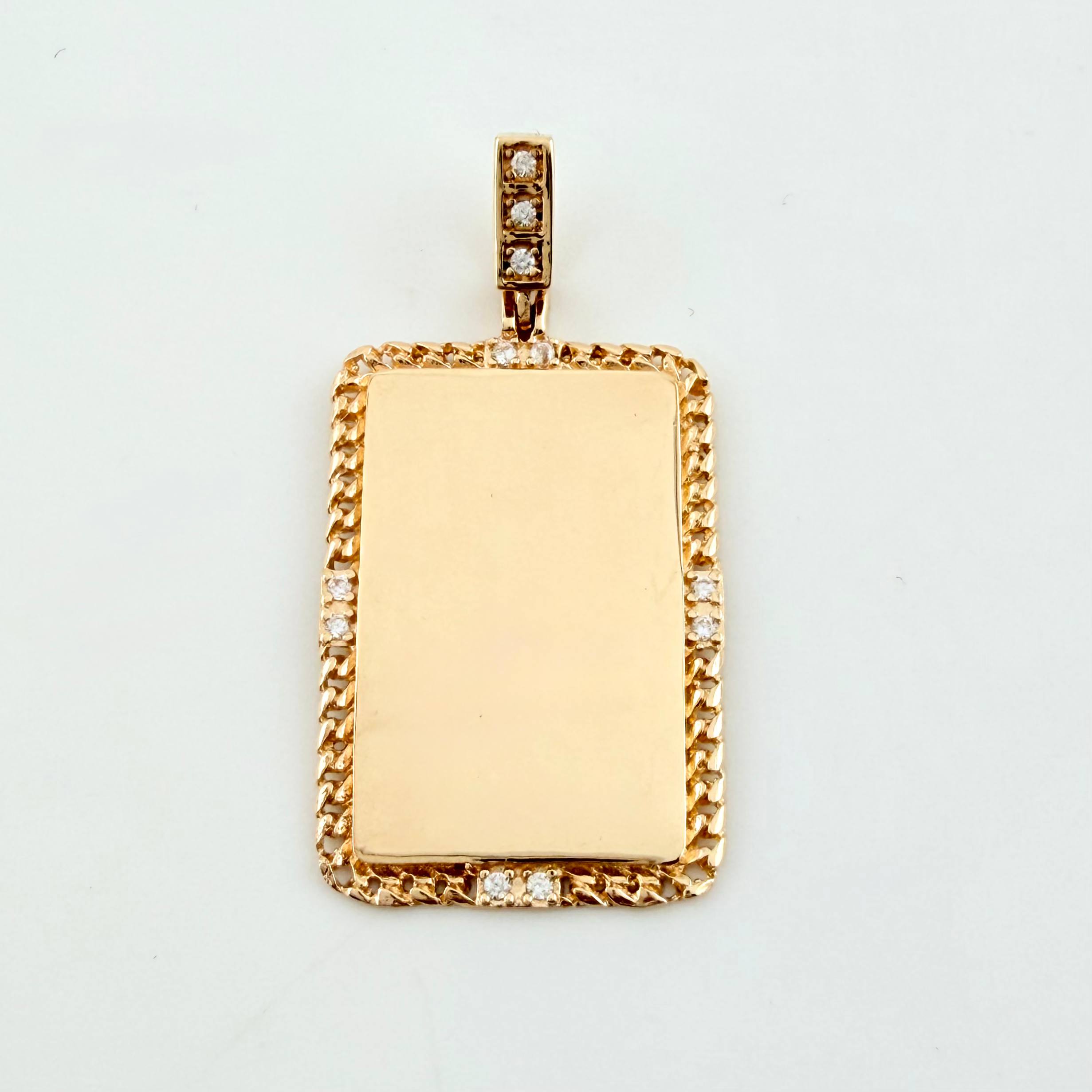 Dije Placa Bordeada 3.6gr / 3.2cm / Oro Amarillo 18K