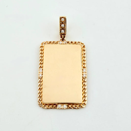 Dije Placa Bordeada 3.6gr / 3.2cm / Oro Amarillo 18K