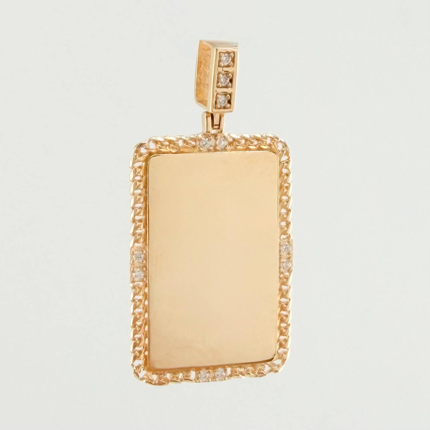 Dije Placa Bordeada 3.6gr / 3.2cm / Oro Amarillo 18K