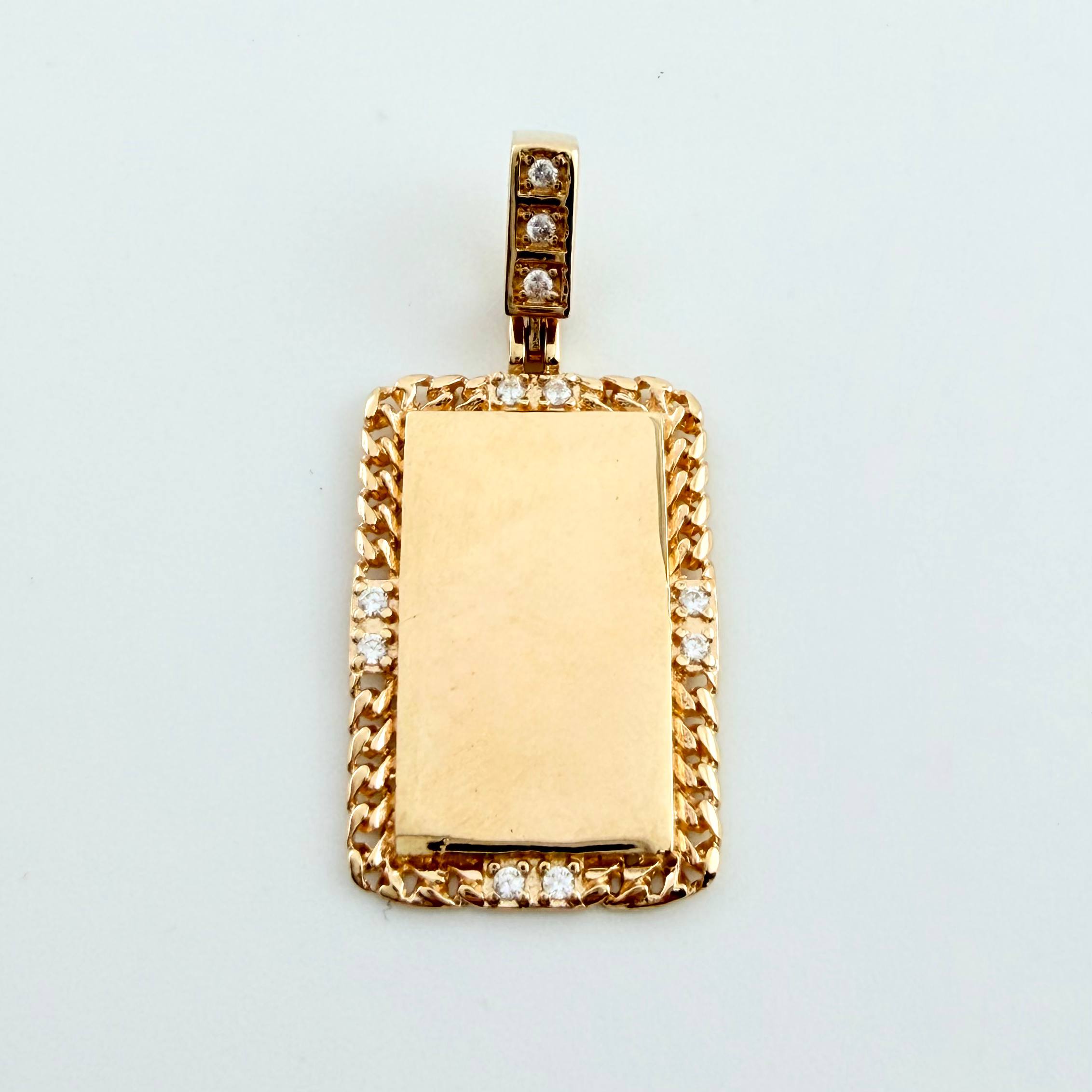 Dije Placa Bordeada 2gr / 2.7cm / Oro Amarillo 18K