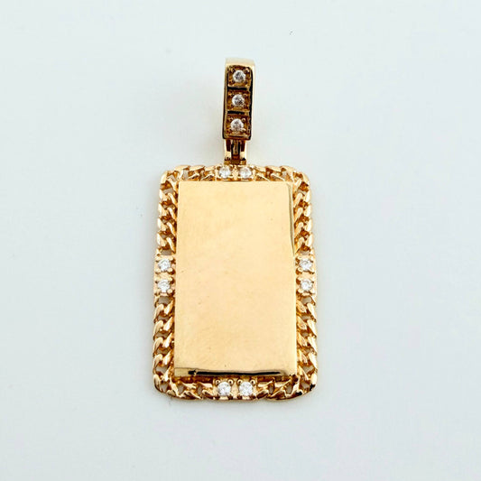 Dije Placa Bordeada 2gr / 2.7cm / Oro Amarillo 18K