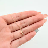 Set Cadena y Dije Veneciana + Cruz Puntas Planas 1.2gr / 45cm / 0.5mm Oro Amarillo 18K (Oferta)