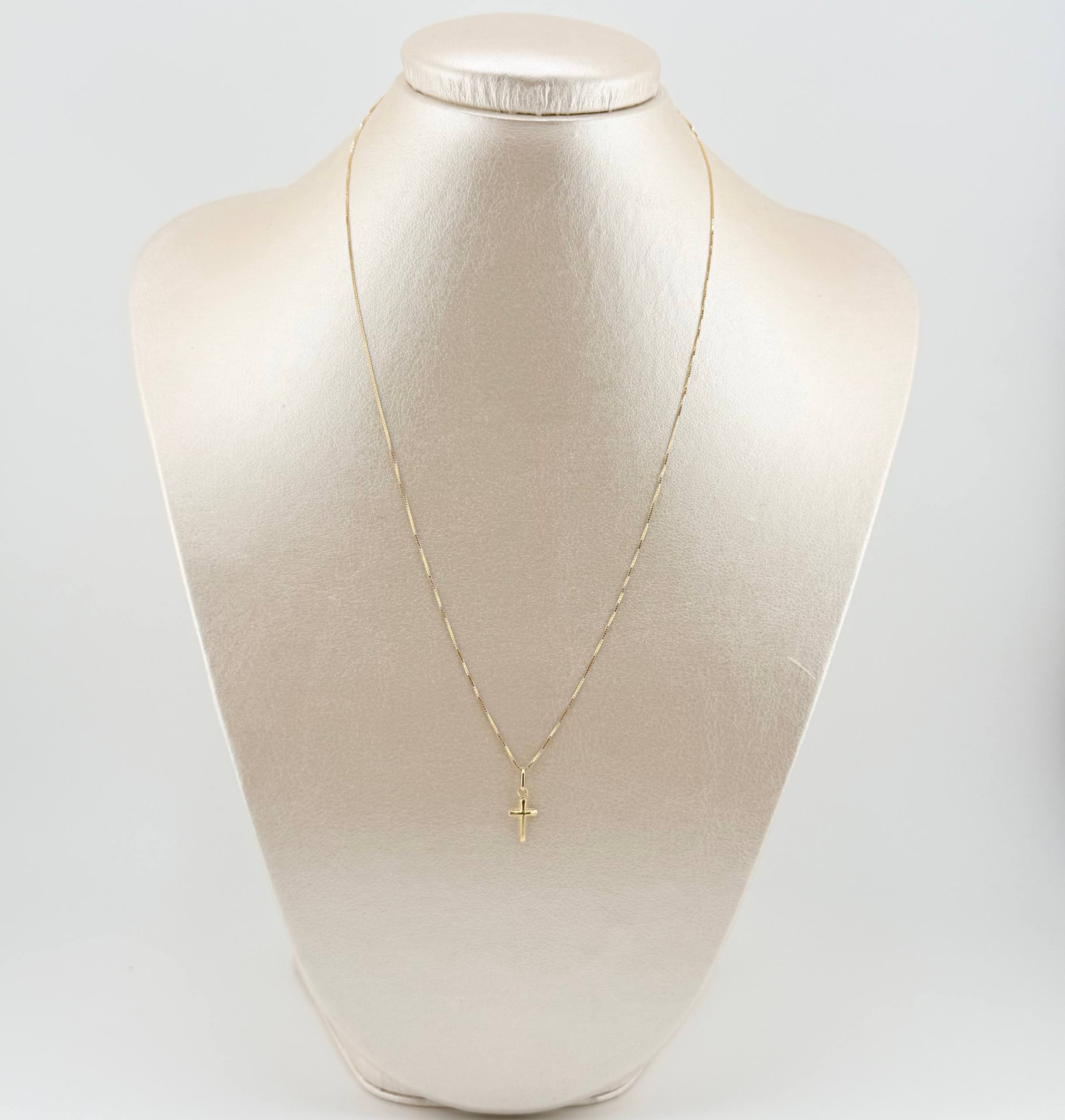 Set Cadena y Dije Veneciana + Cruz Puntas Planas 1.2gr / 45cm / 0.5mm Oro Amarillo 18K (Oferta)