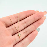 Set Cadena y Dije Veneciana + Cruz Lisa 1.2gr / 45cm / 0.5mm Oro Amarillo 18K (Oferta)