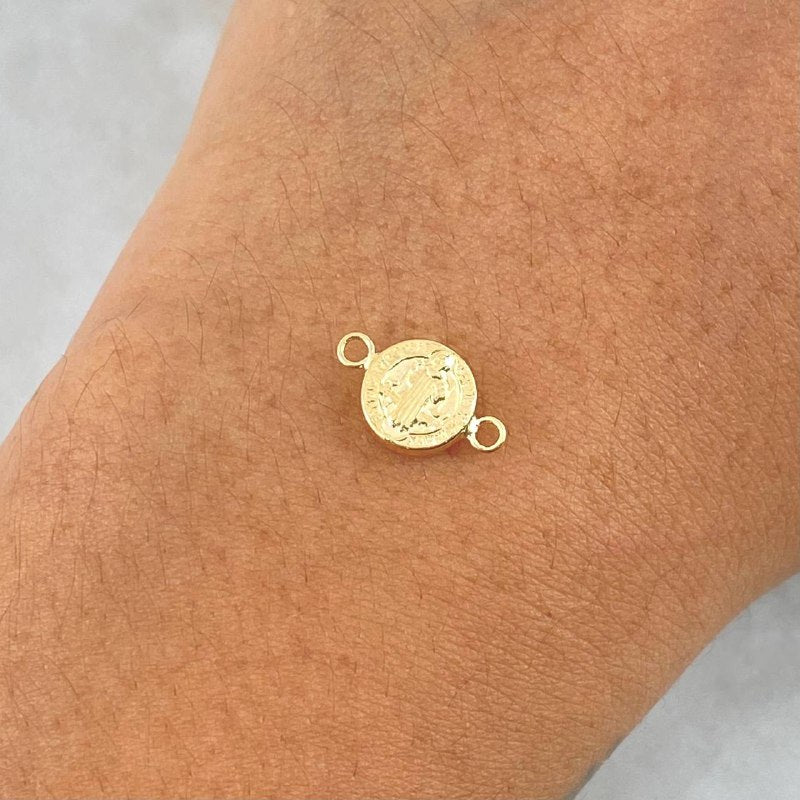 Herraje San Benito 0.45gr / 1cm / Mate-Liso-Circular Oro Amarillo 18K *
