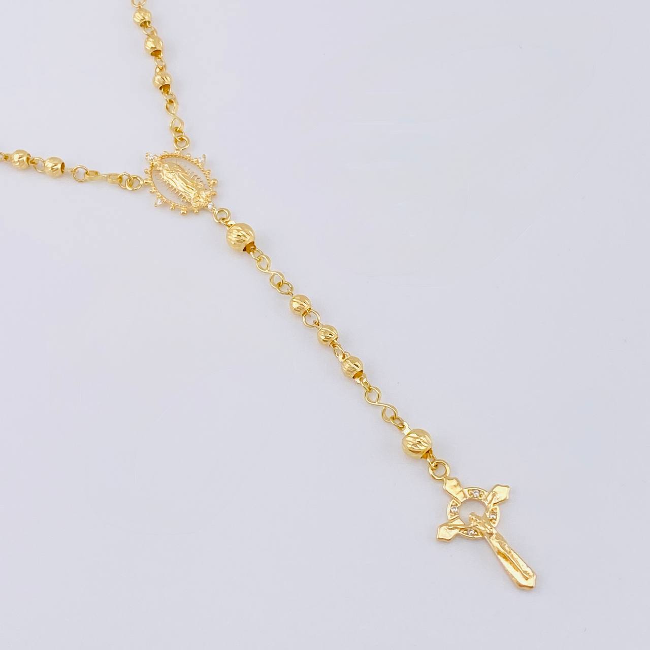 Rosario Virgen Guadalupe Diamantado 7.25 g / 50 cm / 3 mm - 4 mm Oro Amarillo 18K