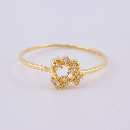 Anillo Destellos Corazón 0.95 g / T5 Oro Amarillo 18K